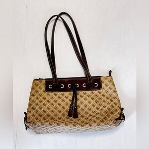 Dooney & Bourke Womens Signature Print Tote Shoulder Bag Tan Brown Large